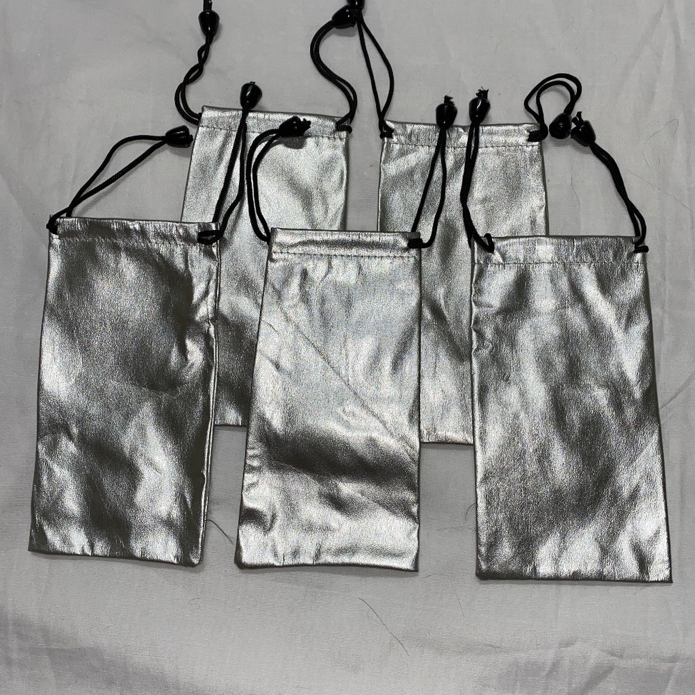 7A* soft Pouch silver drawstring pouches sunglasses size 5 Pack